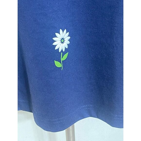 BLAIR.Women short sleeve pullover with embroidered flower‎ navy size LG - Picture 5 of 11